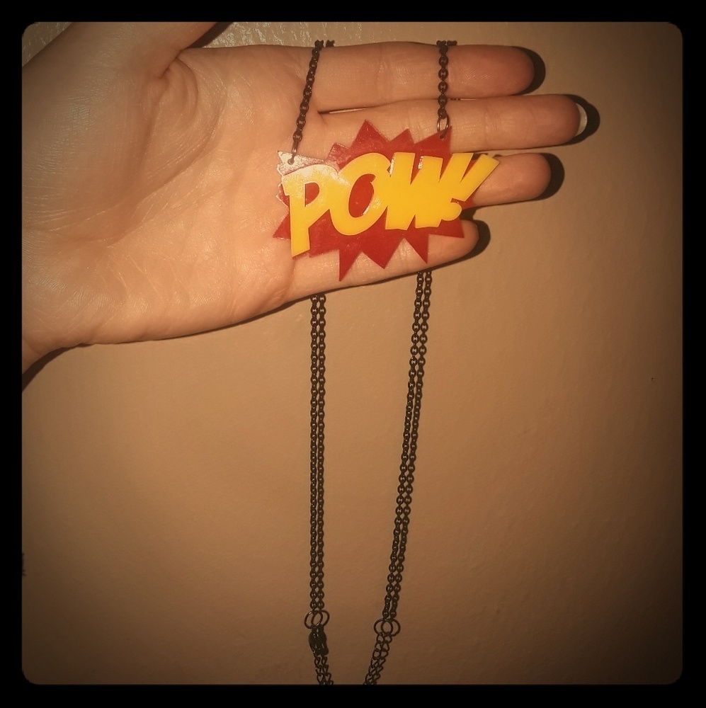 "POW" Comic inspired necklace